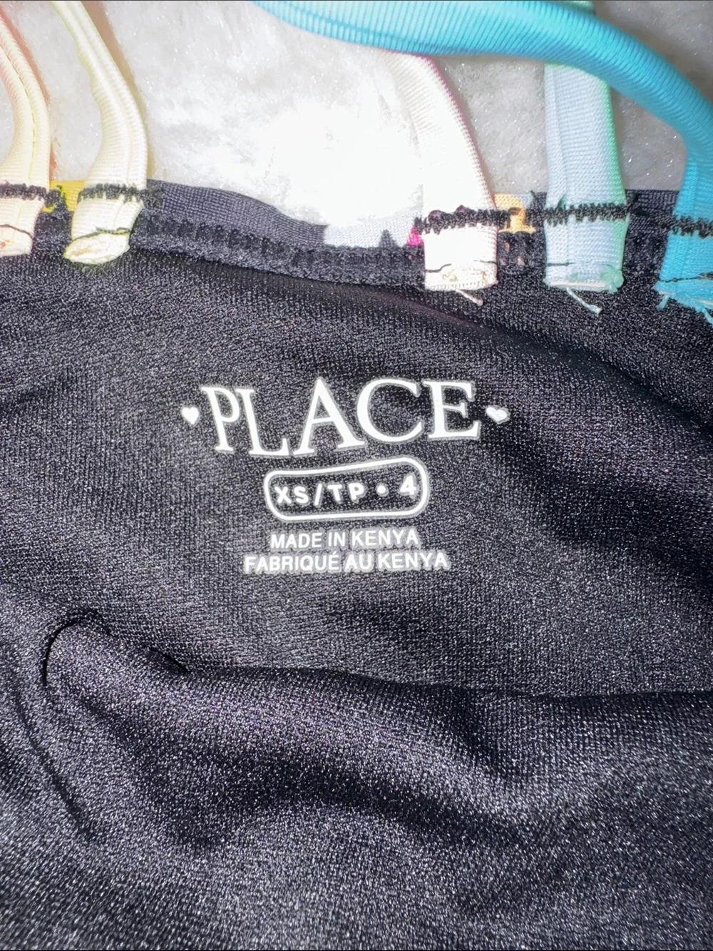 The Children's Place Black One-Piece Swimsuit with Multicolor Heart Print NWOT
